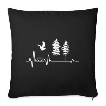 Heartbeat Eagle Nature Wilderness Forest Tree Trees ECG - Sofa pillowcase 17,3'' x 17,3'' (45 x 45 cm) - black - Front