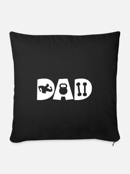 Muskeltraining Papa Bodybuilder - Sofakissenbezug 45 x 45 cm - Schwarz