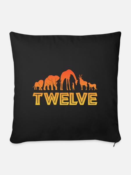 12. Geburtstag Wilde Tiere Afrika 12 Jahre alt - Sofakissenbezug 45 x 45 cm - Schwarz