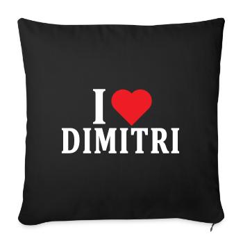 t-shirt J’adore Dimitri t-shirt idée cadeau - Housse de coussin décorative 45 x 45 cm - noir - Devant