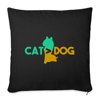 Cat > dog - Sofa pillowcase 17,3'' x 17,3'' (45 x 45 cm) - black - Front