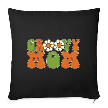 Retro Groovy Mom Matching Family Baby Shower - Housse de coussin décorative 45 x 45 cm - noir - Devant