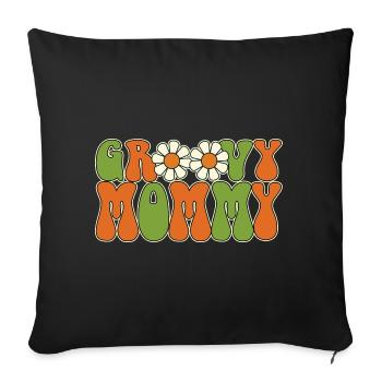 Retro Groovy Mommy Matching Family Baby Shower - Housse de coussin décorative 45 x 45 cm - noir - Devant