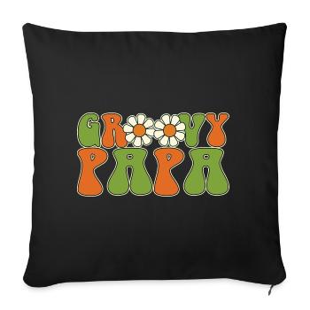 Retro Groovy Papa Matching Family Baby Shower - Housse de coussin décorative 45 x 45 cm - noir - Devant