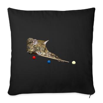 POOL AND SNOOKER CAT, 8 BALL, 9 BALL - CAT PLAYING - Sofa pillowcase 17,3'' x 17,3'' (45 x 45 cm) - black - Front