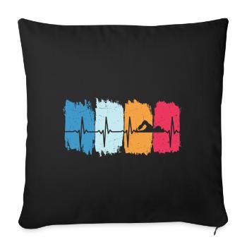 Flotter rétro heartbeat swim - Housse de coussin décorative 45 x 45 cm - noir - Devant