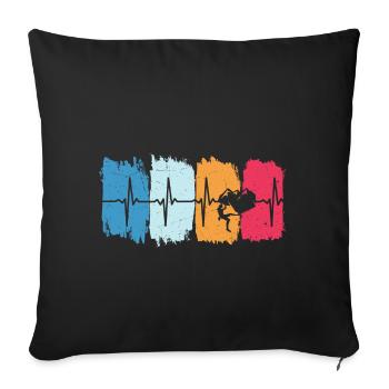 Climber Retro Heartbeat Tshirt Escalade Escalade - Housse de coussin décorative 45 x 45 cm - noir - Devant