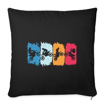 Motocross Motorcycle Retro Heartbeat Motorcycle - Sofa pillowcase 17,3'' x 17,3'' (45 x 45 cm) - black - Front