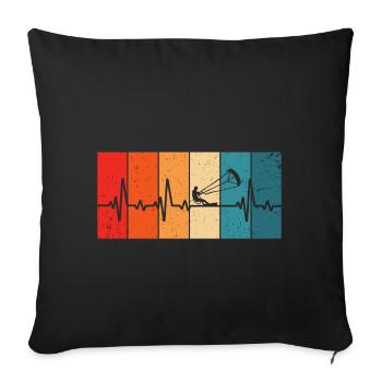 Kitesurf Retro Heartbeat Kitesurfer - Housse de coussin décorative 45 x 45 cm - noir - Devant
