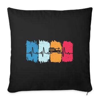 Fire Truck Retro Heartbeat Fire Brigade - Sofa pillowcase 17,3'' x 17,3'' (45 x 45 cm) - black - Front