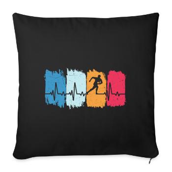 Rugby Retro Heartbeat Rugby Player - Sofa pillowcase 17,3'' x 17,3'' (45 x 45 cm) - black - Front