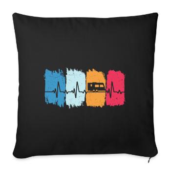 Caravan Retro Heartbeat Camping Camping Caravan - Sofa pillowcase 17,3'' x 17,3'' (45 x 45 cm) - black - Front