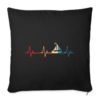 Vinatege Sailor Sailboat Heartbeat Sailing - Sofa pillowcase 17,3'' x 17,3'' (45 x 45 cm) - black - Front