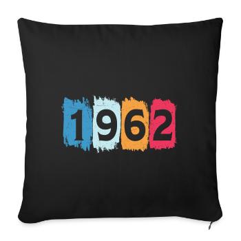T-shirt rétro 1962 62 millésime 1962 - Housse de coussin décorative 45 x 45 cm - noir - Devant