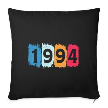 T-shirt rétro 1994 94 millésime 1994 - Housse de coussin décorative 45 x 45 cm - noir - Devant