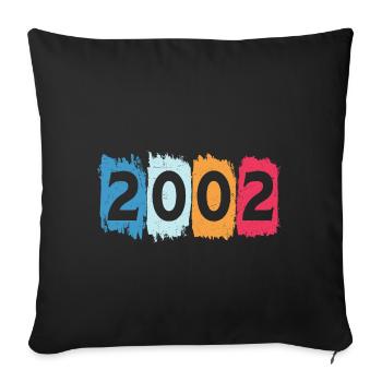 T-shirt rétro 2002 02 millésime 2002 - Housse de coussin décorative 45 x 45 cm - noir - Devant