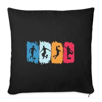 Football Joueur de football Rétro T-shirt Joueur de football - Housse de coussin décorative 45 x 45 cm - noir - Devant