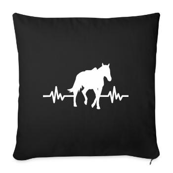 Herzschlag Pferd Hengst Stute Ross Polo - Sofakissenbezug 45 x 45 cm - Schwarz - Vorne