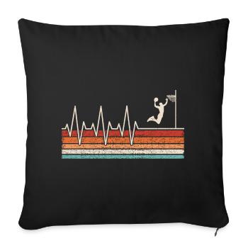 Battement de cœur d’un joueur de basket-ball - Housse de coussin décorative 45 x 45 cm - noir - Devant