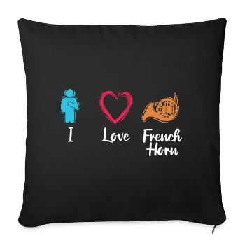 J’adore le cor français - Housse de coussin décorative 45 x 45 cm - noir - Devant