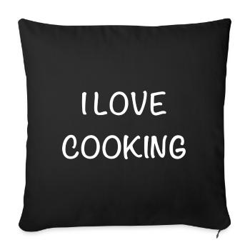 J’adore cuisiner – écrit à la main - Housse de coussin décorative 45 x 45 cm - noir - Devant