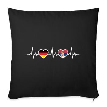 Serbien Deutschland Herzschlag Flagge Serbe - Sofakissenbezug 45 x 45 cm - Schwarz - Vorne