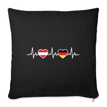 Austria Germany Heartbeat Austrians - Sofa pillowcase 17,3'' x 17,3'' (45 x 45 cm) - black - Front