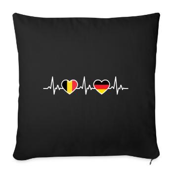 Belgium Germany Heartbeat Flag Belgium - Sofa pillowcase 17,3'' x 17,3'' (45 x 45 cm) - black - Front