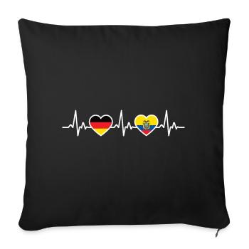 Ecuador Germany Heartbeat Flag Ecuadorian - Sofa pillowcase 17,3'' x 17,3'' (45 x 45 cm) - black - Front