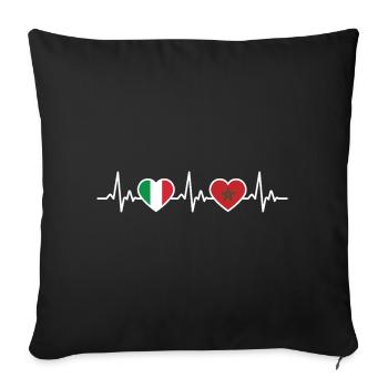 Morocco Italy Vintage Heartbeat Flag - Sofa pillowcase 17,3'' x 17,3'' (45 x 45 cm) - black - Front