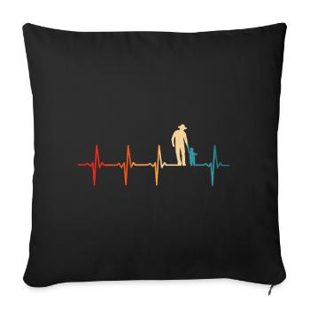Père avec fils, papa rétro et fils - Housse de coussin décorative 45 x 45 cm - noir - Devant