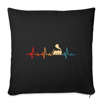 Modélisme ferroviaire Locomotive ferroviaire rétro - Housse de coussin décorative 45 x 45 cm - noir - Devant