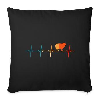 Mouton Heartbeat T Shirt Drôle Mouton - Housse de coussin décorative 45 x 45 cm - noir - Devant