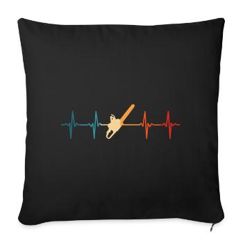 Lumberjack Heartbeat Tronçonneuse Lumberjack - Housse de coussin décorative 45 x 45 cm - noir - Devant