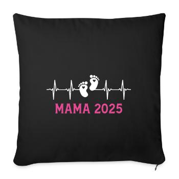 Mom 2025 Heartbeat Expectant Mom - Sofa pillowcase 17,3'' x 17,3'' (45 x 45 cm) - black - Front