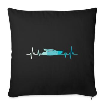 Boot herzschlag Retro Yacht kapitän - Sofakissenbezug 45 x 45 cm - Schwarz - Vorne