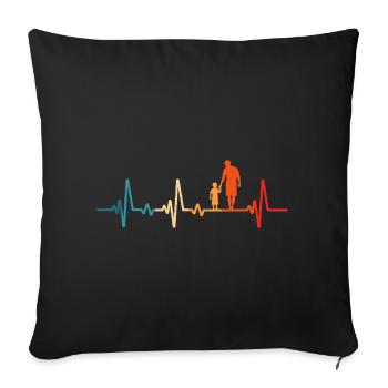 T-shirt père et fils grand-père et petit-fils - Housse de coussin décorative 45 x 45 cm - noir - Devant
