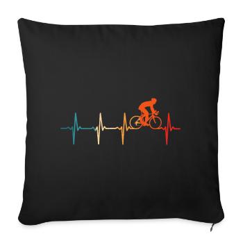 Vélo Retro Cyclist Heartbeat - Housse de coussin décorative 45 x 45 cm - noir - Devant