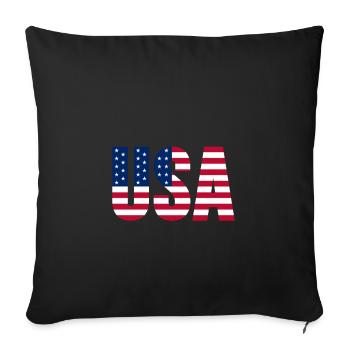 USA America American - Sofa pillowcase 17,3'' x 17,3'' (45 x 45 cm) - black - Front
