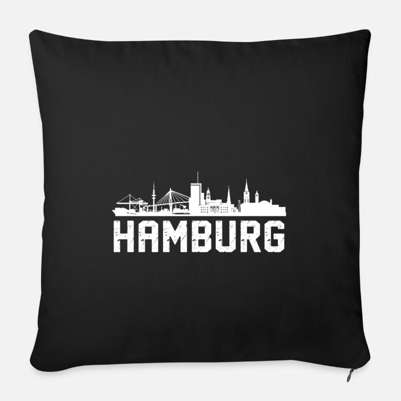 Hamburg Skyline Hamburger - Sofakissenbezug 45 x 45 cm - Schwarz