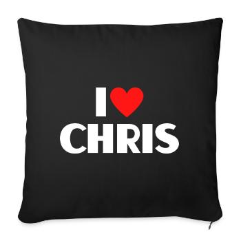 J'aime Chris Red Heart, fan du nom romantique - Housse de coussin décorative 45 x 45 cm - noir - Devant