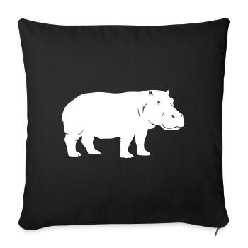Hippo Silhouette Africa Vector - Sofa pillowcase 17,3'' x 17,3'' (45 x 45 cm) - black - Front