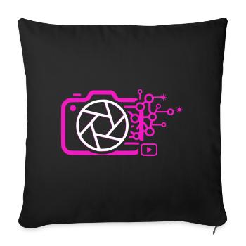 Digital Camera AI Art Tech Vector - Sofa pillowcase 17,3'' x 17,3'' (45 x 45 cm) - black - Front