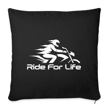 Rider Moto Route Vie - Housse de coussin décorative 45 x 45 cm - noir - Devant