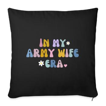 Dans l’ère de ma femme d’armée : cadeau pour conjoint militaire - Housse de coussin décorative 45 x 45 cm - noir - Devant