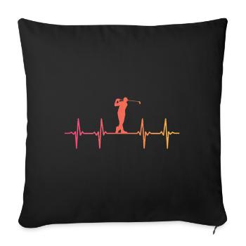 Sunset Golf Golfers Herzschlag - Sofakissenbezug 45 x 45 cm - Schwarz - Vorne