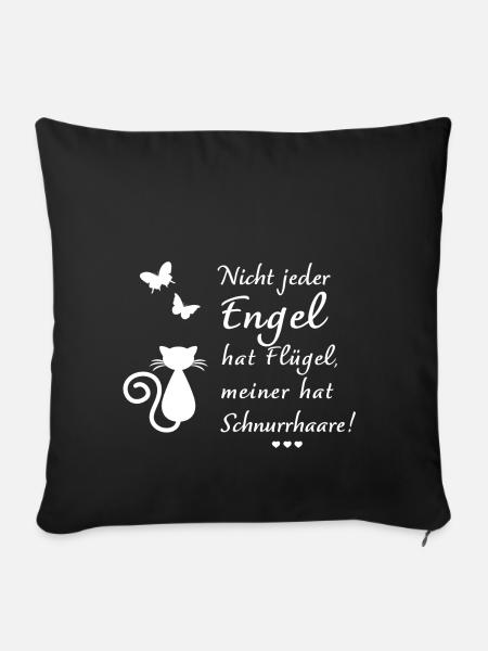 Engel | Flügel | Schnurrhaare | Katze | Katzen - Sofakissenbezug 45 x 45 cm - Schwarz