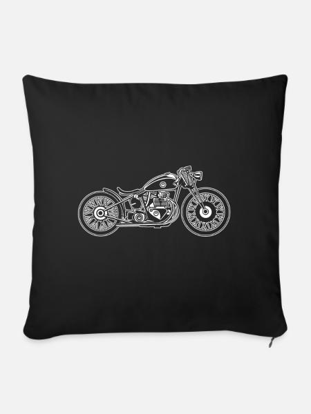 Chopper / Bobber Motorrad 09_weiß - Sofakissenbezug 45 x 45 cm - Schwarz