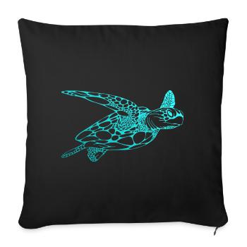 Tortue Plongée Dive Diving Scuba - Housse de coussin décorative 45 x 45 cm - noir - Devant