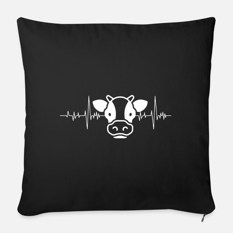 Kuh-Herzschlag-Shirt - Sofakissenbezug 45 x 45 cm - Schwarz